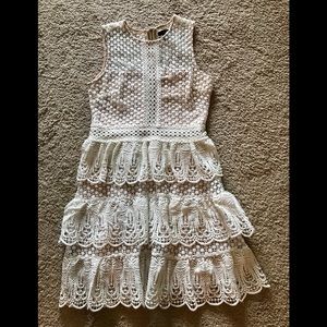 AQUA - Crochet lace tiered dress